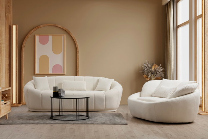 Atelier Del Sofa Midye - Love Seat Sofá de 2 plazas Crema